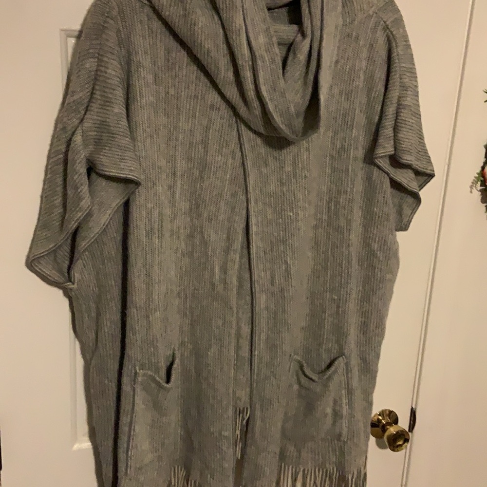 Knit Cowl Pullover Sweater w/ Fringe AS IS - Picture 2 of 9